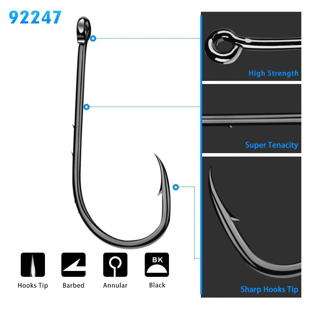 Wholesale 92247  High Carbon With 2 Barbed Single Fishing Hook Long Shank Baitholder Hooks