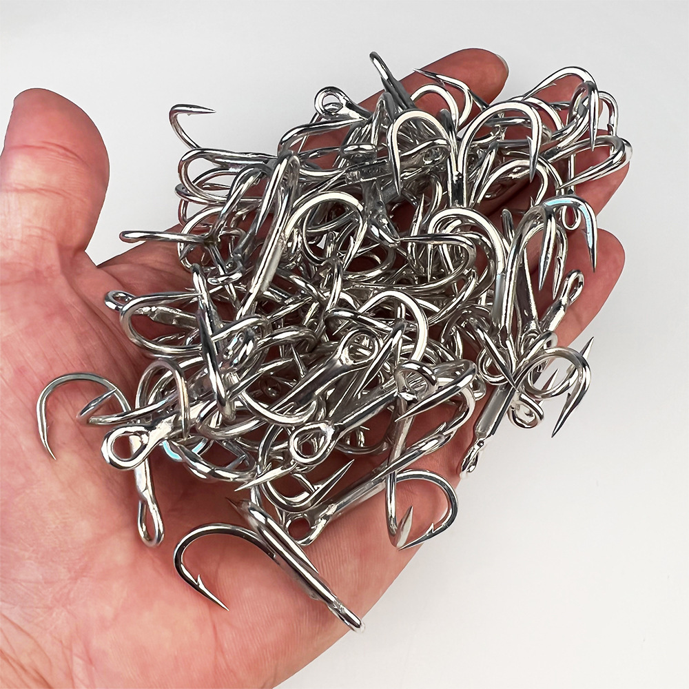 Super strong 4X 10pcs/box Matte Tin High Carbon Steel  Strong Fishhooks Barbed  treble Hooks