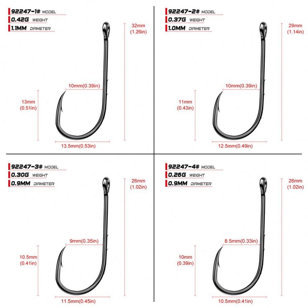 Wholesale 92247  High Carbon With 2 Barbed Single Fishing Hook Long Shank Baitholder Hooks