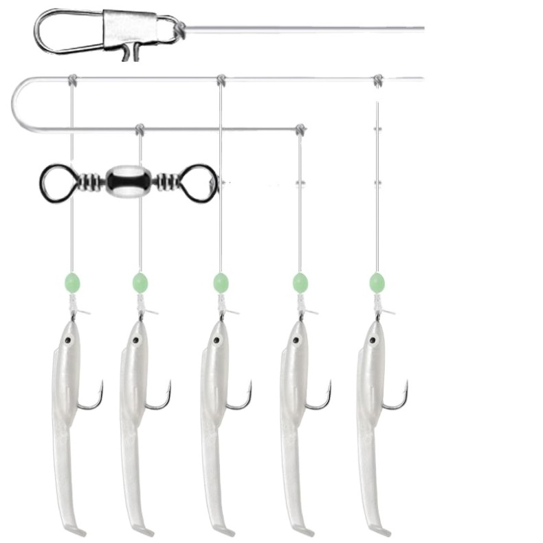 Free Samples Wholesale 5Pcs/Bag Sea Fishing String Hook 1# Eel Sabiki Flat Single Hooks with Barb Metal Connector