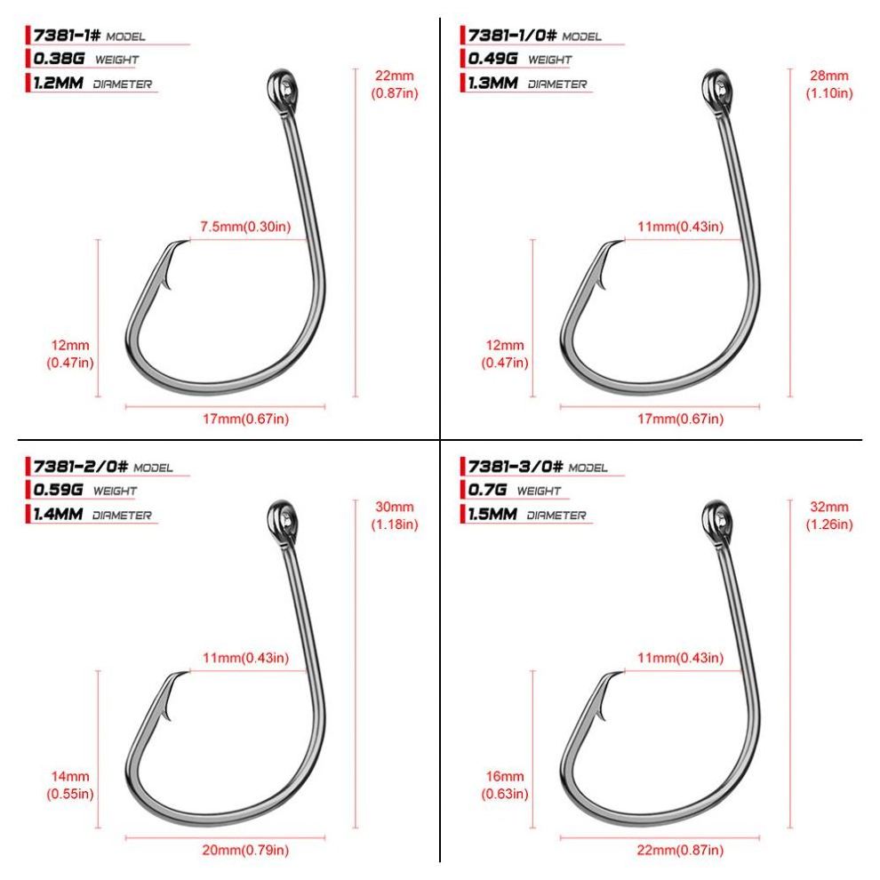 Fishing Hook 7381 Black Nickle  high carbon steel Fishhooks Saltwater Sport Circle Fish Hooks Wholesale Price Fishing Tackle