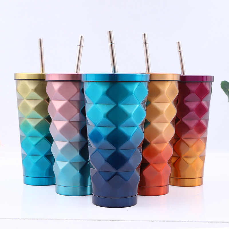 New Products Stainless Steel Vacuum Insulated Flask Travel Mug With Straw, Hot Or Cold Drinks Travel Tumbler With Straw