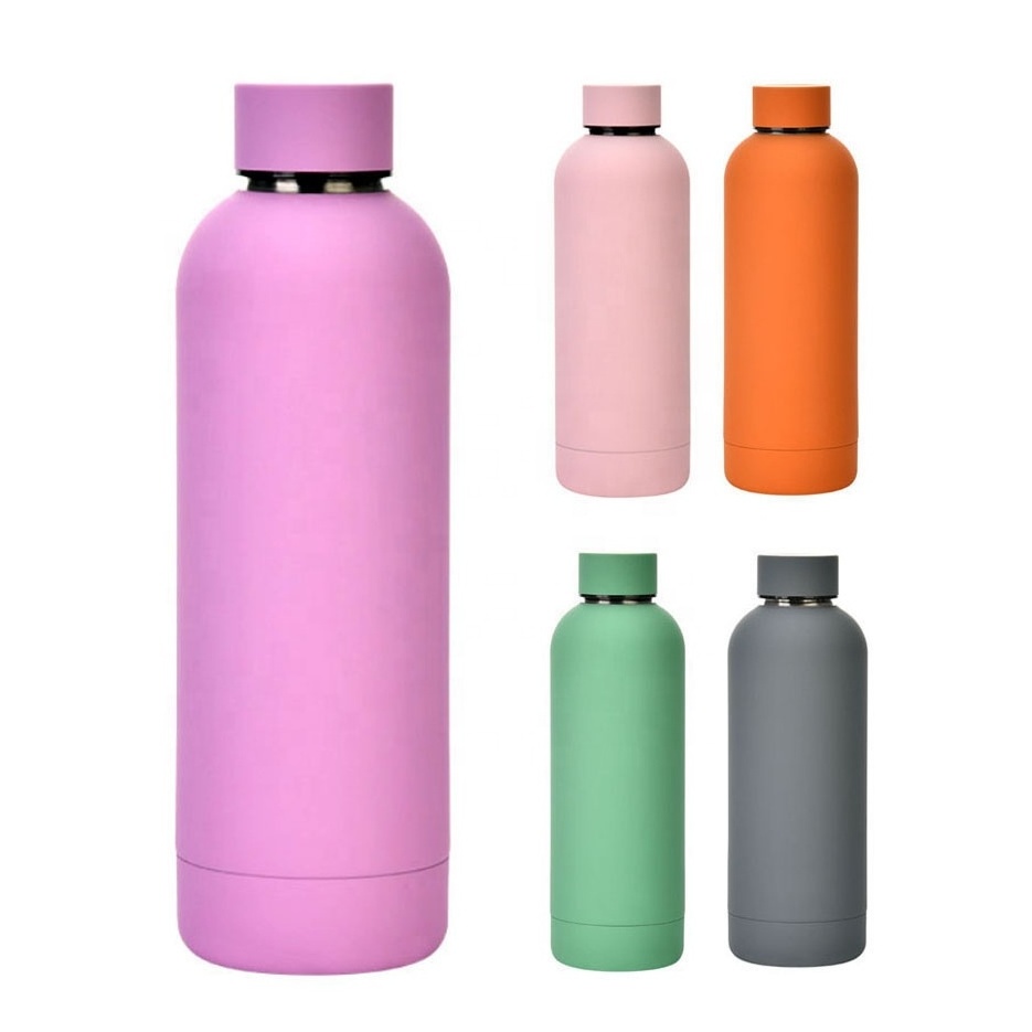 Double wall stainless steel narrow mouth bottle black Insulated water tumbler