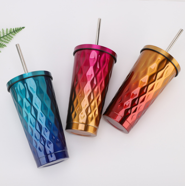 New Products Stainless Steel Vacuum Insulated Flask Travel Mug With Straw, Hot Or Cold Drinks Travel Tumbler With Straw