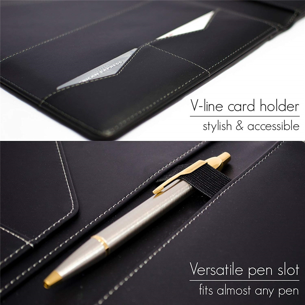 Factory made high quality Custom Budget A4 File Folder Leather Material Business Man Portfolio Zipper Binder