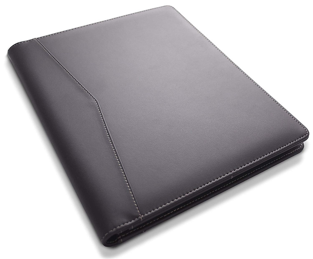 Factory made high quality Custom Budget A4 File Folder Leather Material Business Man Portfolio Zipper Binder