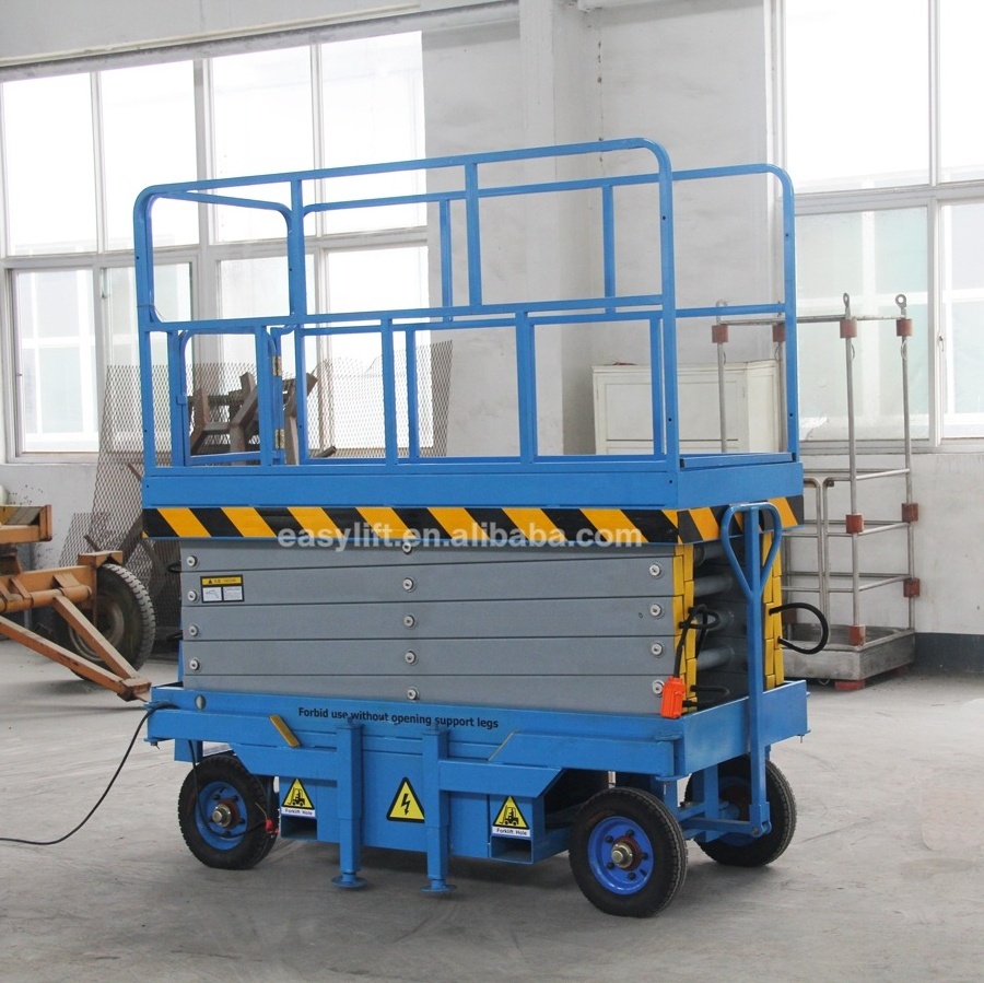 8m small platform Aerial Work Mobile Scissor Lift For Sale With Strong Tire For Sandy Road