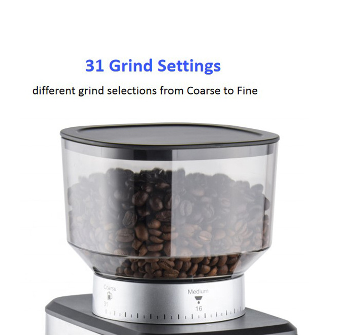 Electric coffee grinder for beans 31 settings coffee bean grinder home office use espresso grinder with conical burr