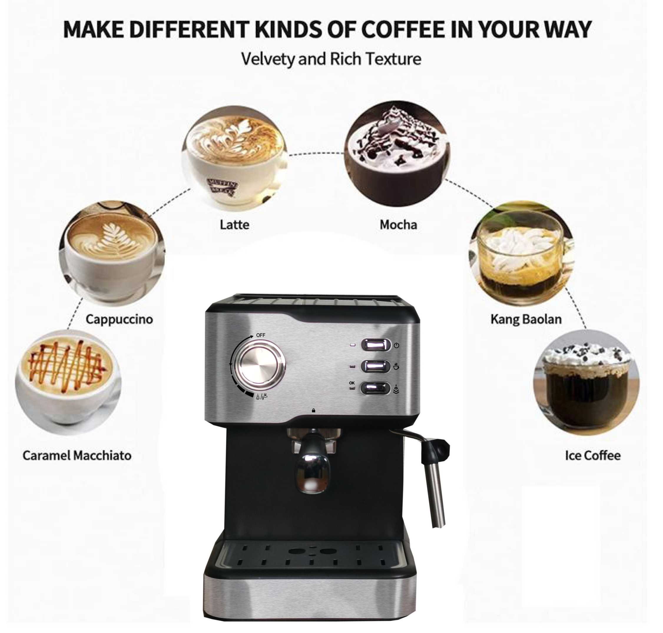 Automatic 15Bar Ese Pod Espresso Coffee Machine Krups Dolce Cafeteira Machine Coffee Maker