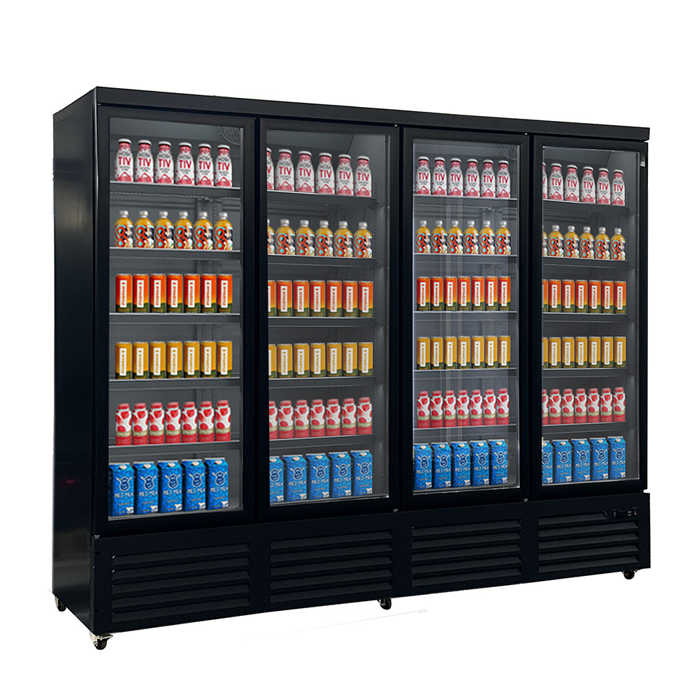 China Factory Energy Drinks Four Door Showcase Display Refrigerator Upright Glass Door Cooler