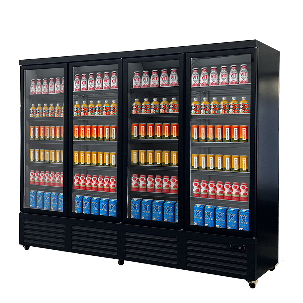 China Factory Energy Drinks Four Door Showcase Display Refrigerator Upright Glass Door Cooler