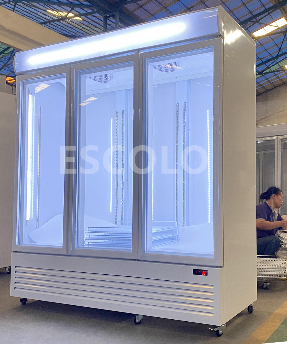 Commercial 3 Glass Door Refrigerator Ice Cream Show Chiller Upright Supermarket Congelateur Freezer