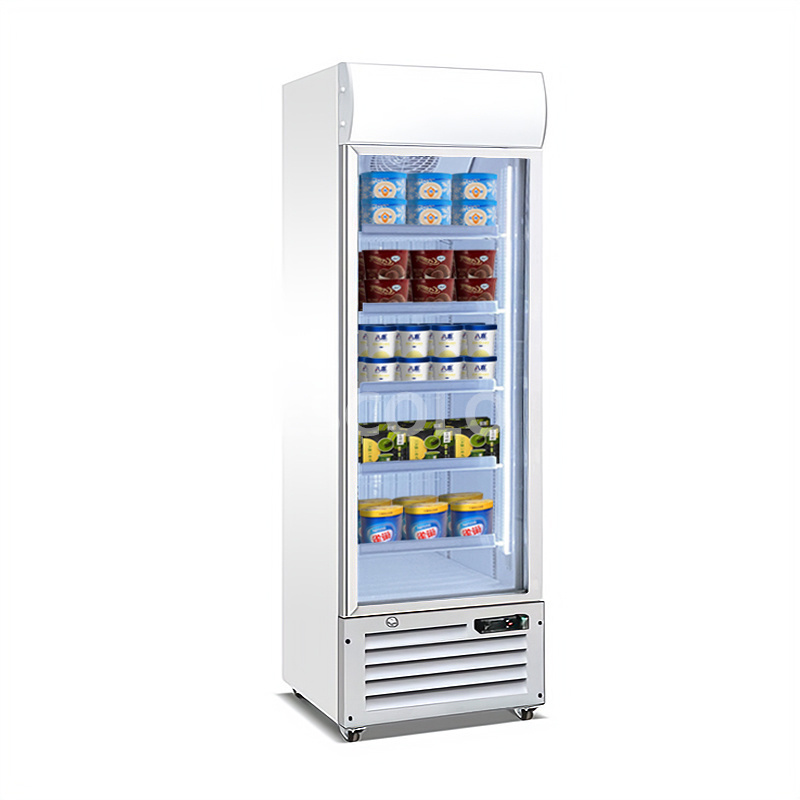 CE Frozen Food Vertical Showcase Upright Single Door Freezer For Supermarket