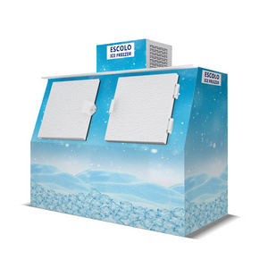 Outdoor Slanted Door Ice Cooler Bagged Storage Freezer For Sale