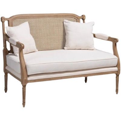 American country retro do old living room white rattan solid wood carved three-person sofa