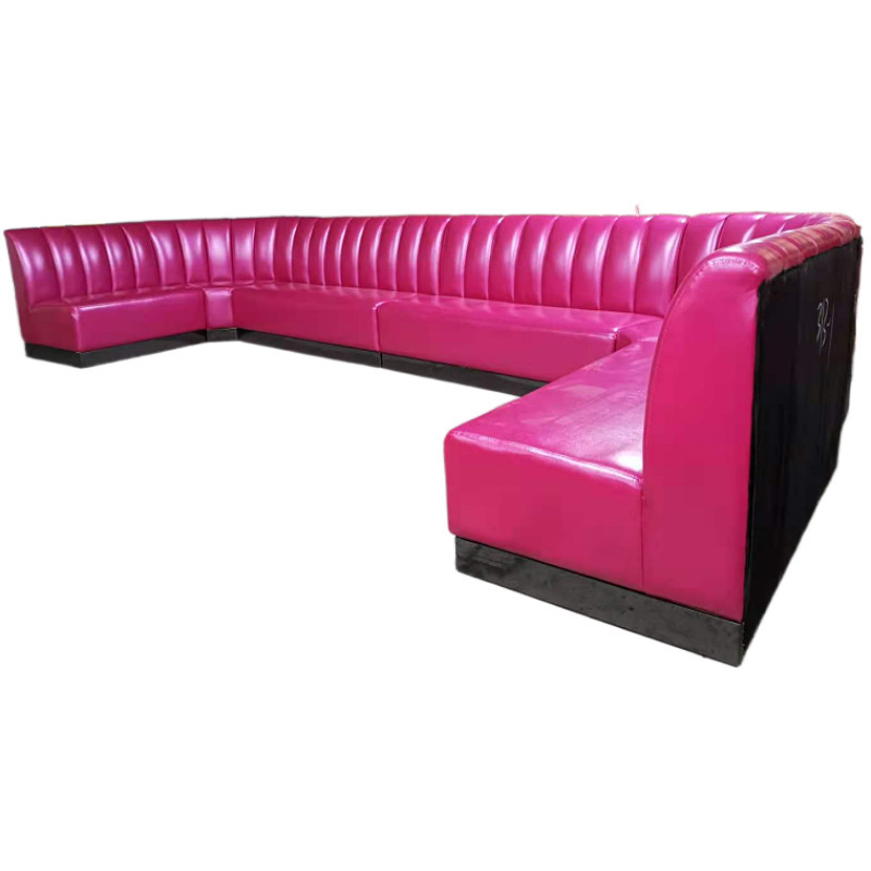 Wholesale Restaurant U Shape Leather solid Wood Modern American Style Sofa Sets Sofa Booths Seating Furniture for Nightclub