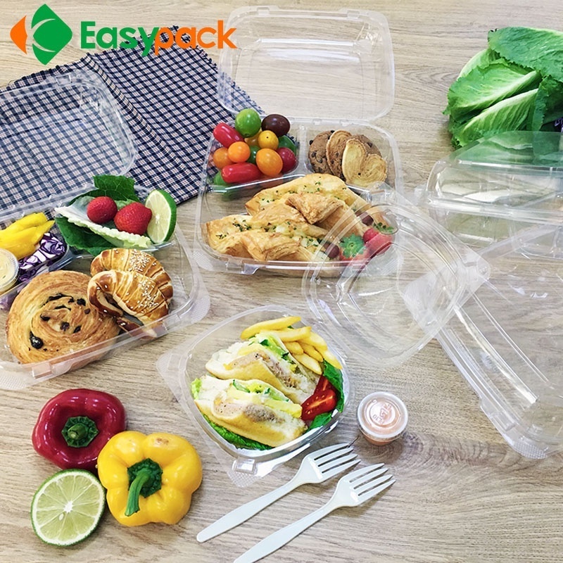 PET Disposable Plastic Boxes For Food Clamshell Packaging Salad Box