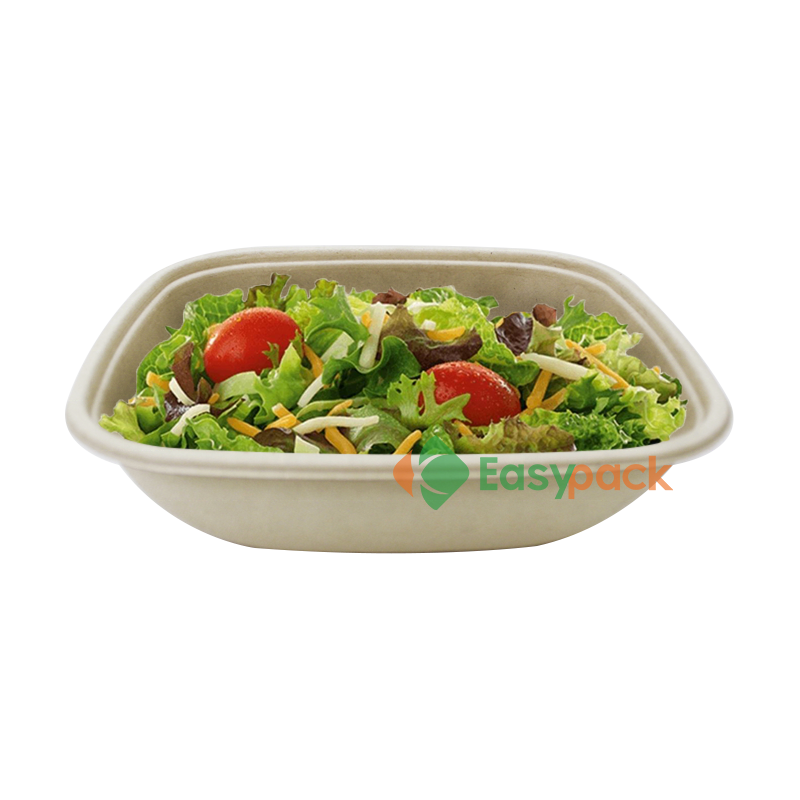 32 oz disposable square biodegradable pulp takeaway food tray plates with clear lid