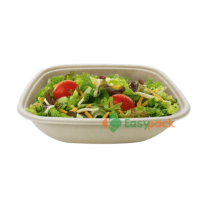 32 oz disposable square biodegradable pulp takeaway food tray plates with clear lid