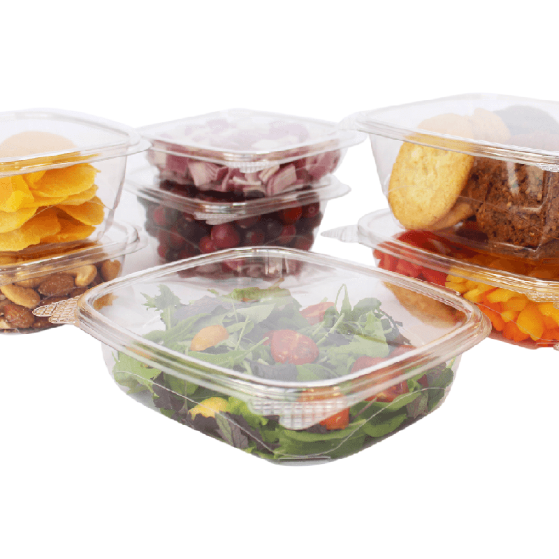 Disposable rPET plastic 8 oz salad fruit plastic box food containers