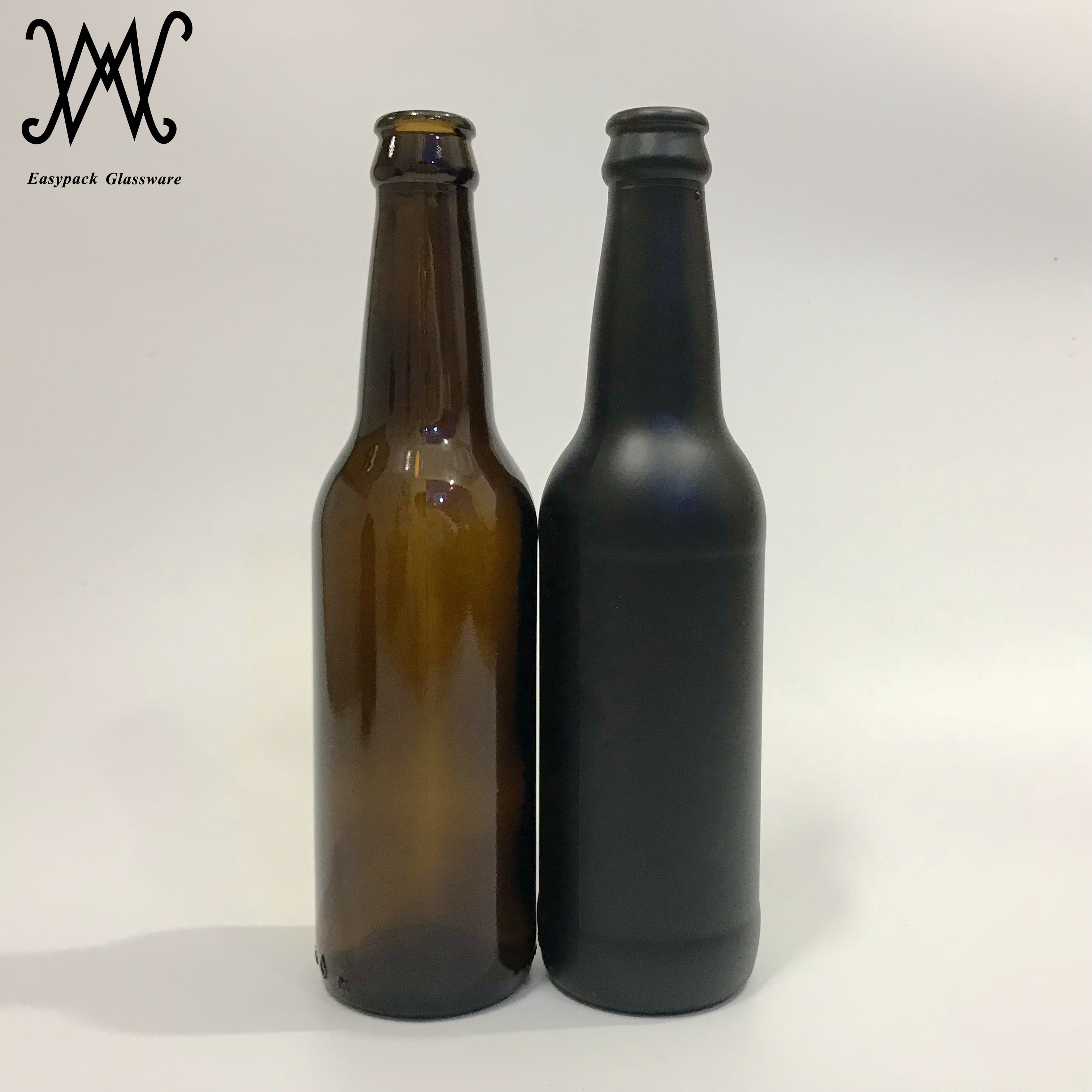 330ml 12oz matte black glass beer bottle