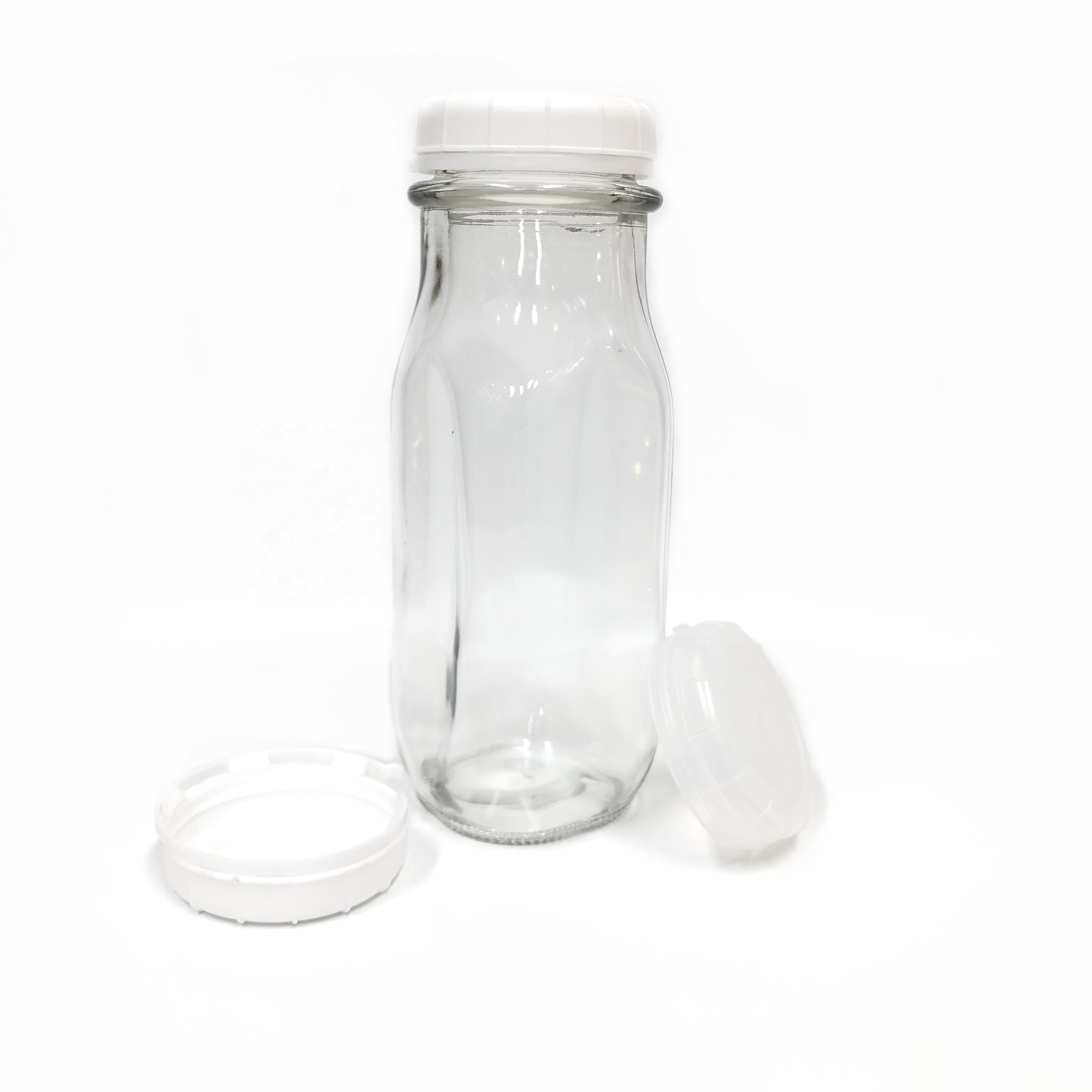 wholesale 1000ml 500ml 400ml 250ml 200ml french square glass beverage bottles with plastic lid for fruit juice milk