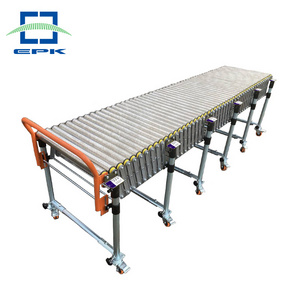 Unpowered logistics warehouse movable stainless steel flexible telescopic gravity roller conveyor