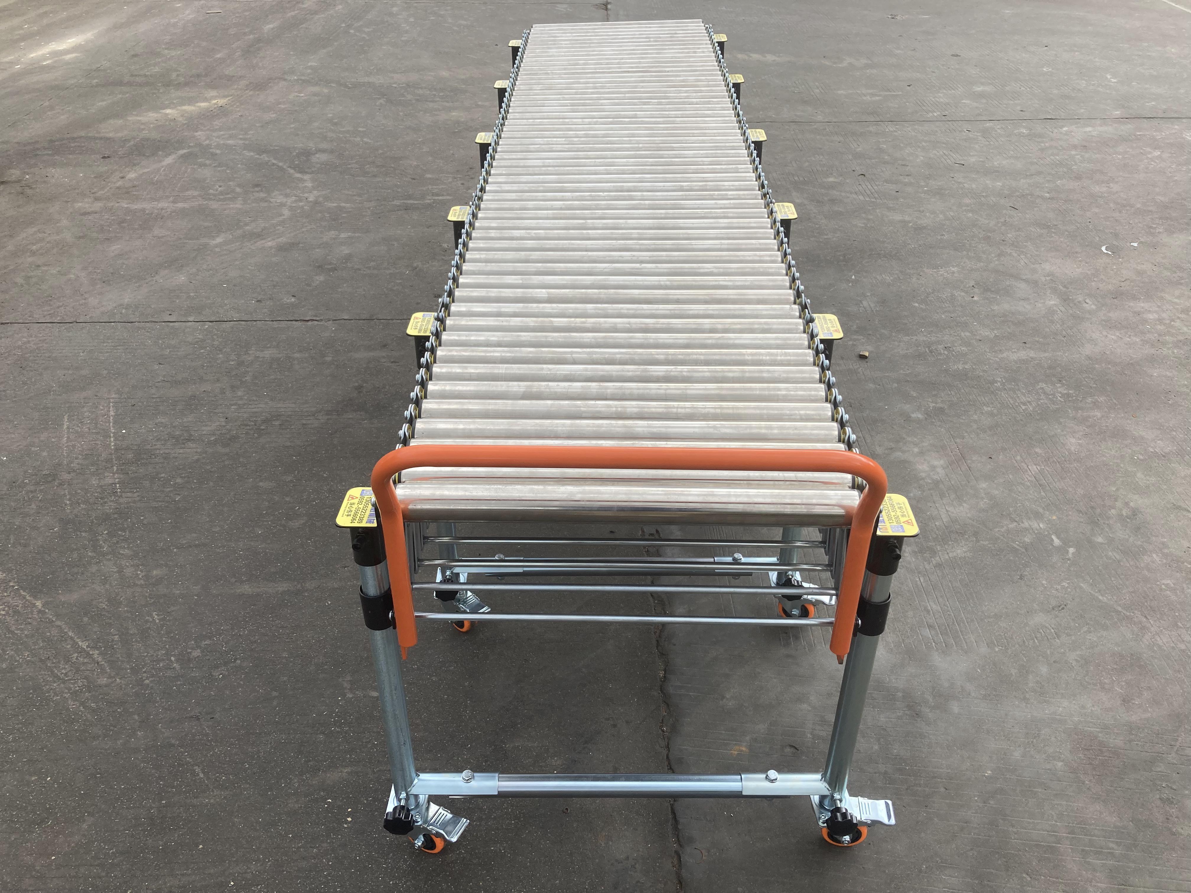 Unpowered logistics warehouse movable stainless steel flexible telescopic gravity roller conveyor