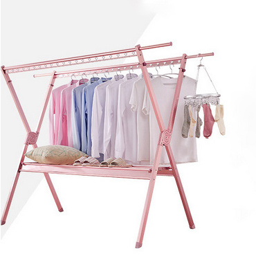 Space Saving Laundry Dryer Rack Rose Gold Floor Standing Folding Laundry Rack Drying Scalable Storage Clothes Horse