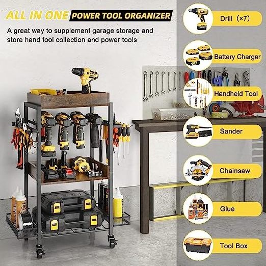 Electric tools storage cart multifunctional garage tools screwdriver wrench hammer storage rack