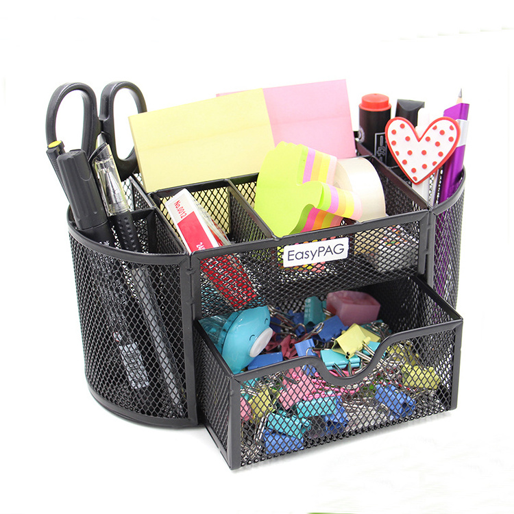 Wholesale Free sample office counter top iron metal mesh desk organizer