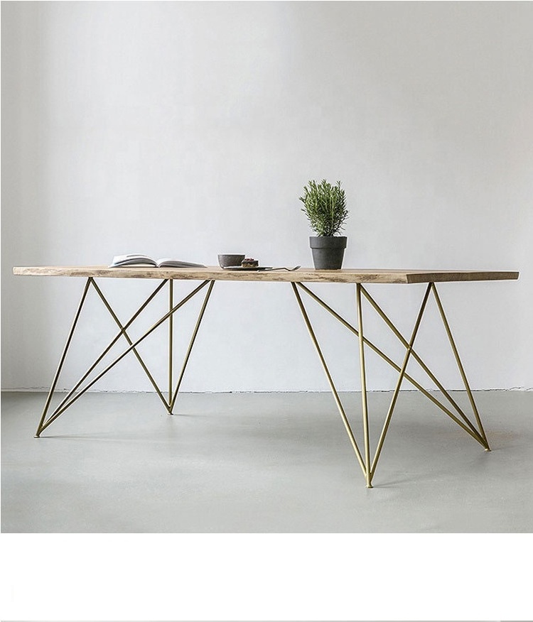 Nordic Style Hot Selling metal Wood Home Furniture Modern Solid Wood Office Table Fashion Wooden Table For Dining Room