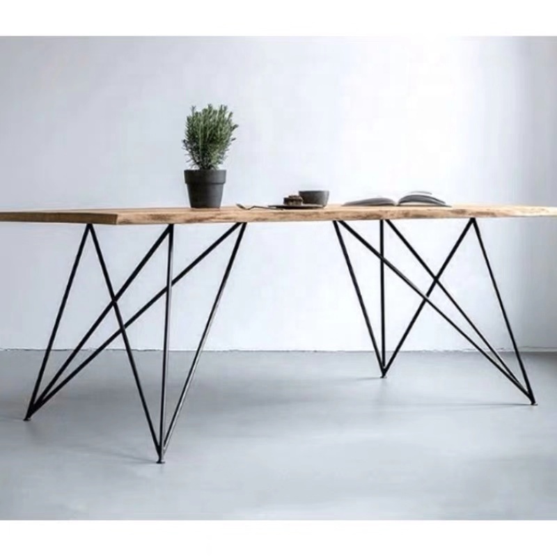 Nordic Style Hot Selling metal Wood Home Furniture Modern Solid Wood Office Table Fashion Wooden Table For Dining Room