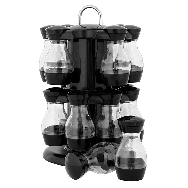 Modern Kitchen Plastic Jar Rotatable  Holder Storage Spice Rack Standing Large Capacity Spice Organizer