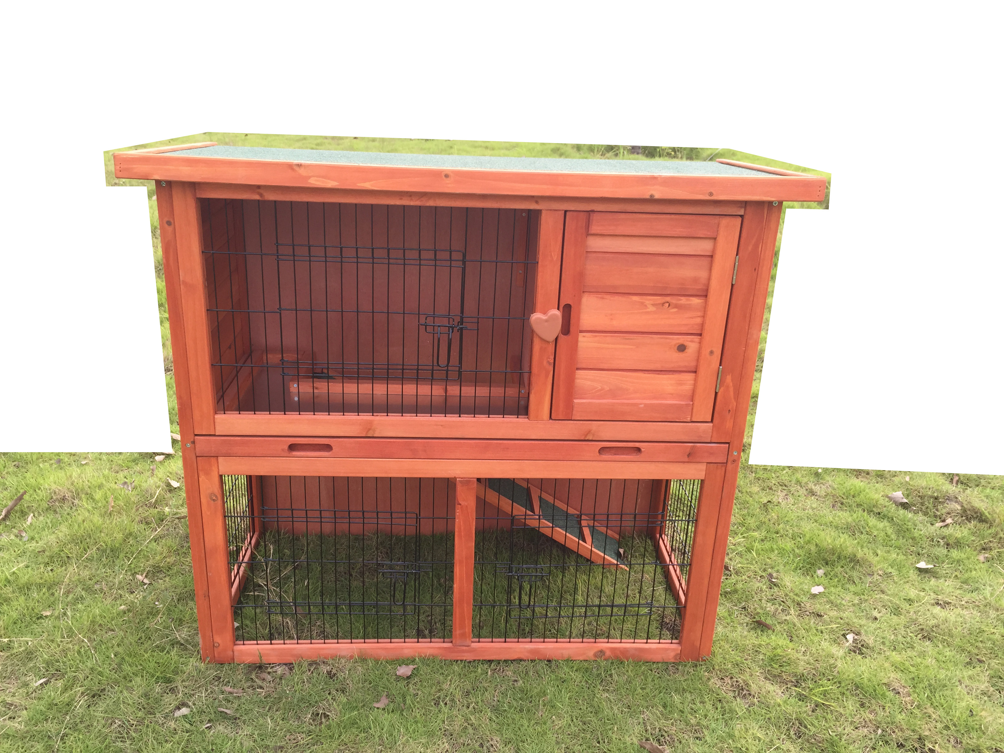 Custom Designs Double Decker Guinea Pig Hutch Sliding Tray Bunny House Pet Cages Run Rabbit Hutch Wooden Outdoor Belt Animal