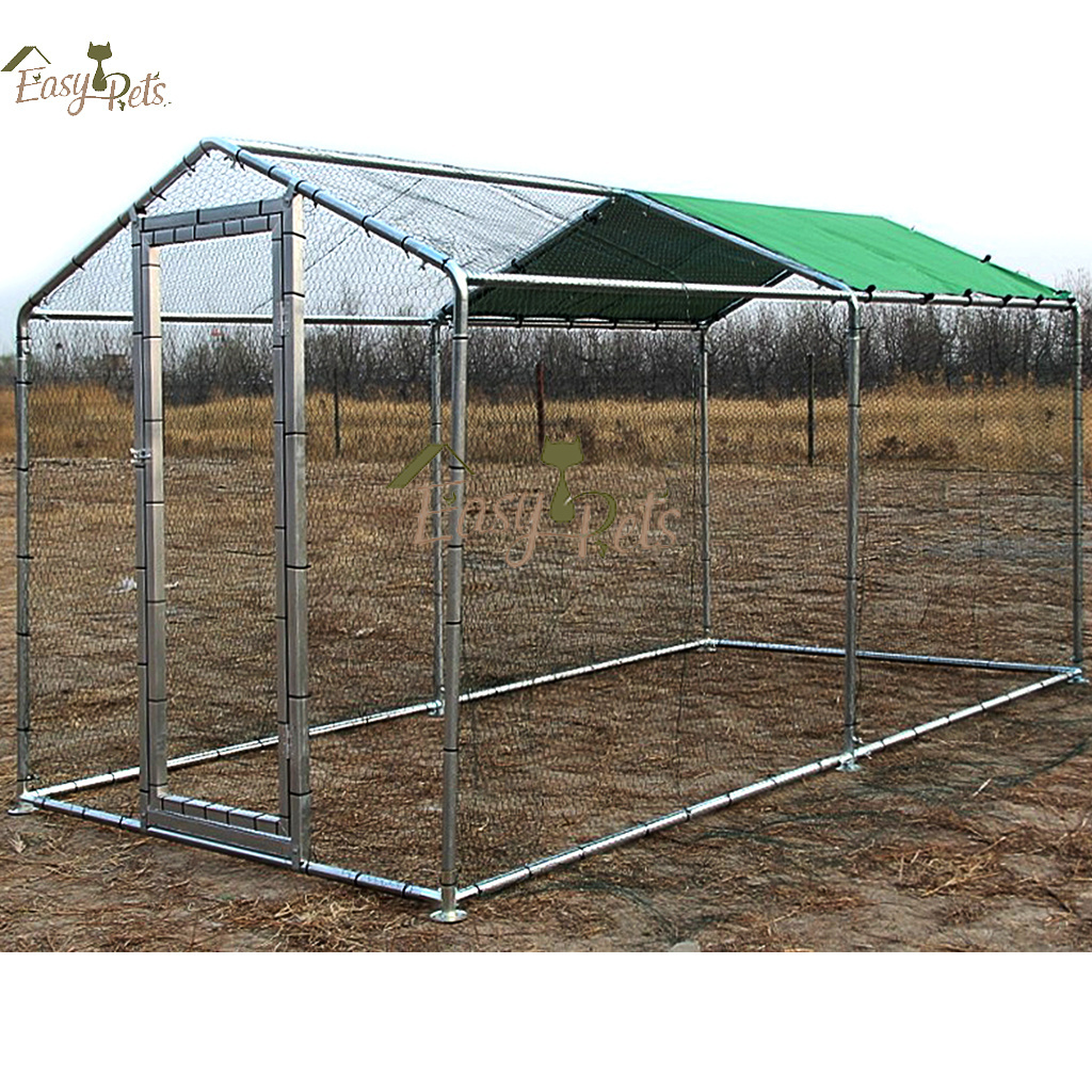 galvanized steel peacocks hen small animal open-air enclosure roof industrial Prefab Metal Chicken Farm Poultry House run