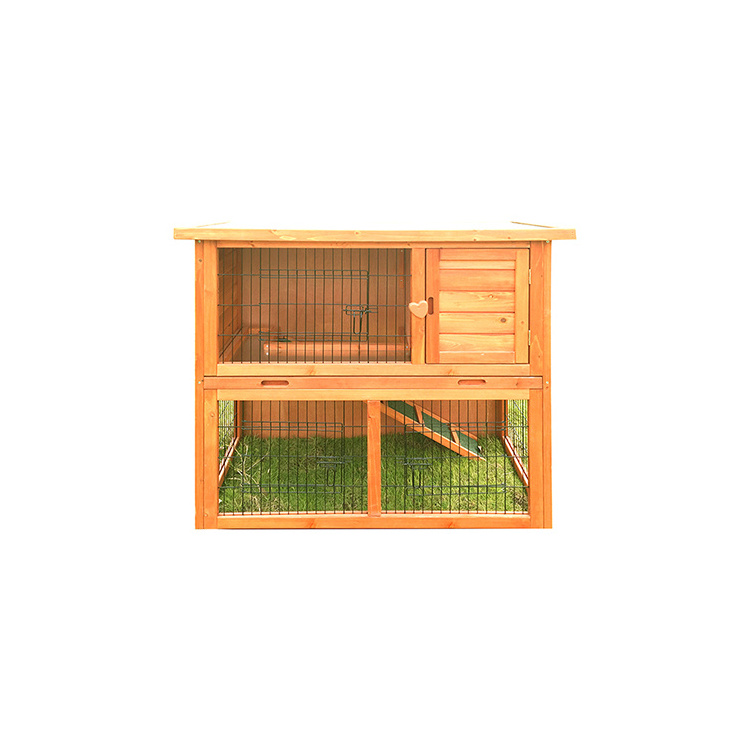 Custom Designs Double Decker Guinea Pig Hutch Sliding Tray Bunny House Pet Cages Run Rabbit Hutch Wooden Outdoor Belt Animal