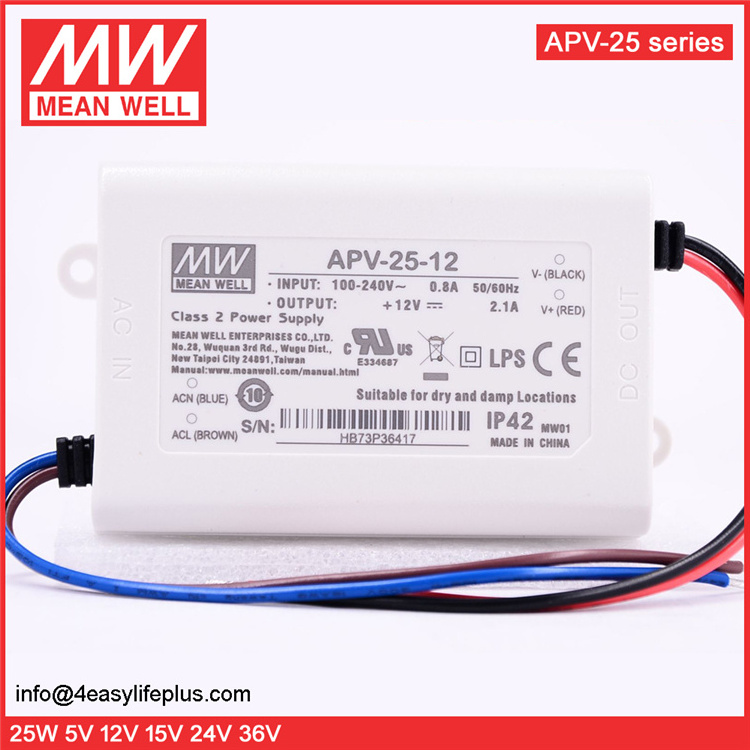 Meanwell 12V 2A LED Power Supply 25W LED Lighting Driver APV-25-12