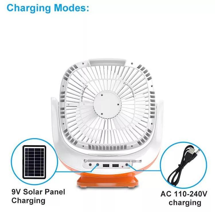 Emergency Ventilation Rechargeable For Home 8 Inch Ac Dc Adapter Electric Table Solar Energy Fan