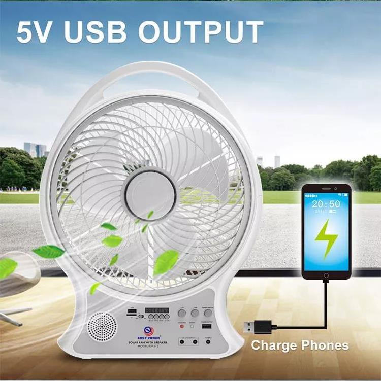 14 inch Rechargeable Table Fan DC Solar Fans USB Charge Desk Fan with Led Light and solar panel