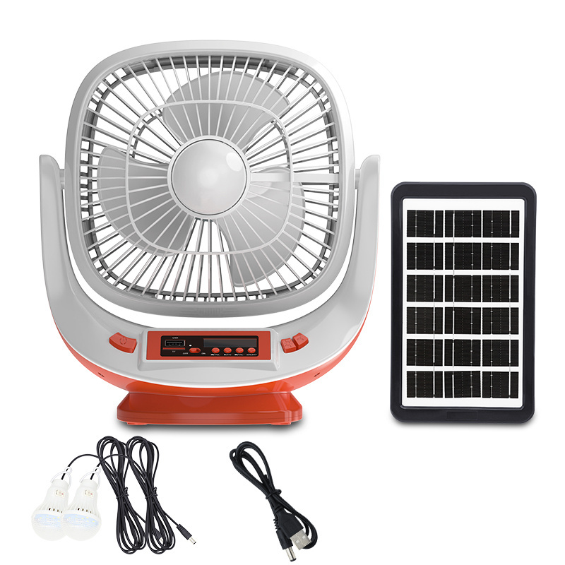 AC DC Operation mini 8 Inches 3 Blades Rechargeable Home Solar Fans Rechargeable Electric Fan with solar panel