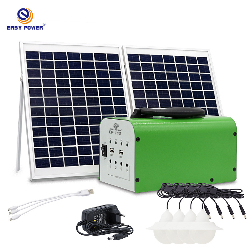 EP Portable Rechargeable Mini 18v Dc Solar Power Generator 20w With Radio Led Lamp Indoor Home Use Solar System