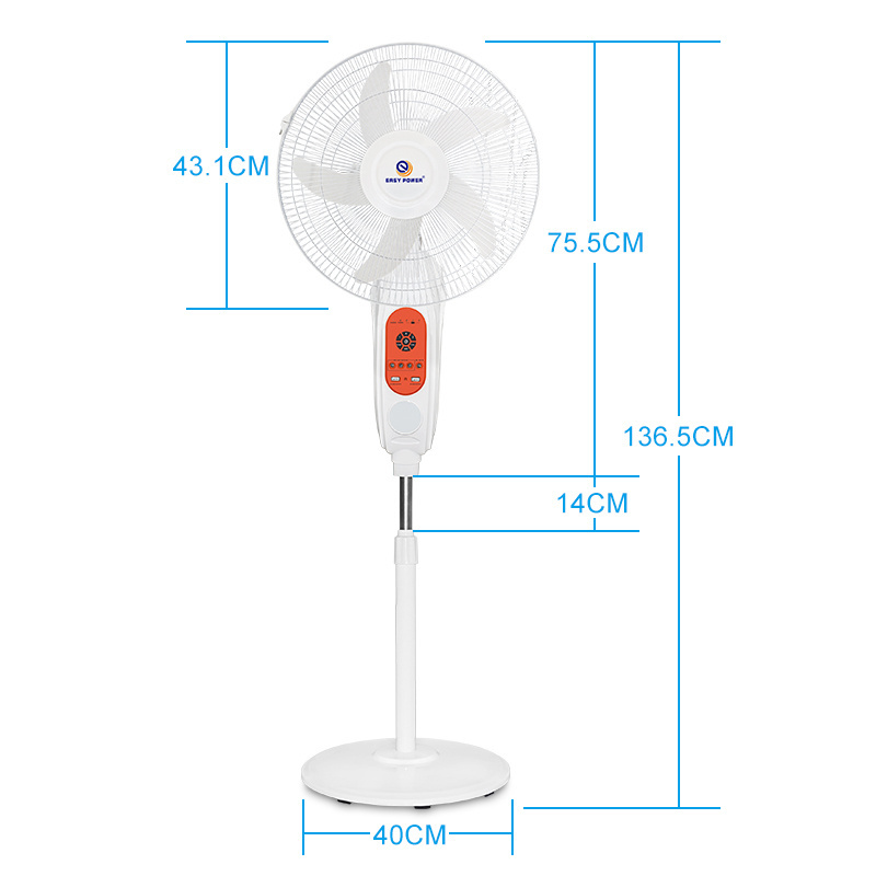 16 Inch 12v AC/DC Solar Panel Electric Energy Rechargeable Fan with Battery and Led Light Stand Floor Fan For Emergency