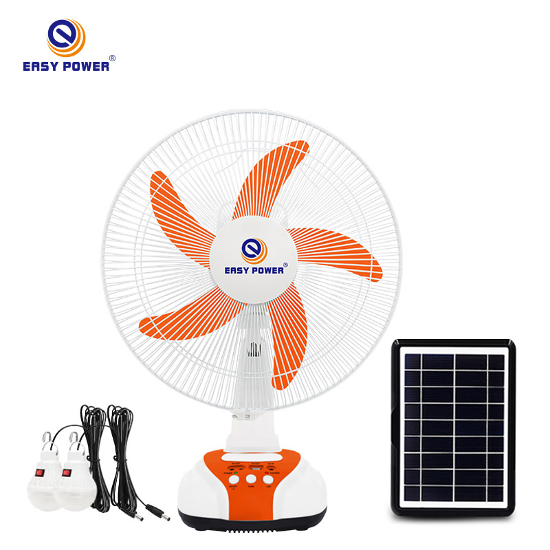 Wholesale Ac Dc 12v Charging Battery Ac/Dc Led Light Desk Fan Usb Electric 14 Inch Table Solar Plate Rechargeable Fan