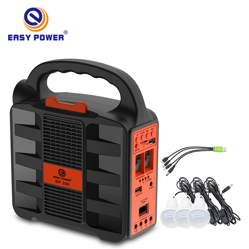 New Portable Solar Energy Lighting Generator System Power Backup Camping Outdoor Indoor Lead Acid Battery Easy Power  EP-396