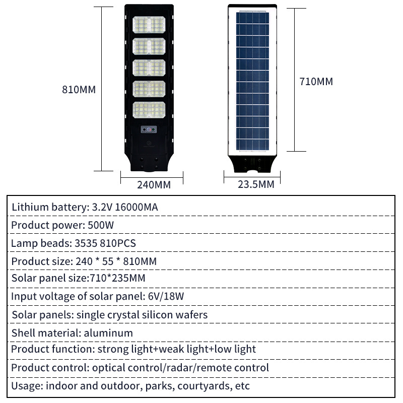 810 Pcs Led Public Solar Lighting 500w Sun Power Led Powered Street Lights Waterproof Outdoor Lamp