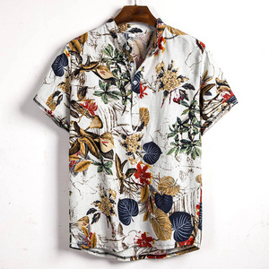 Vacation Fashion Shirts  Hawaiian Graphic Plants Tribal Printing Streetwear Short Sleeves Shirt for men