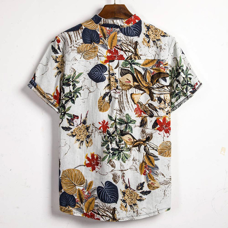 Vacation Fashion Shirts  Hawaiian Graphic Plants Tribal Printing Streetwear Short Sleeves Shirt for men