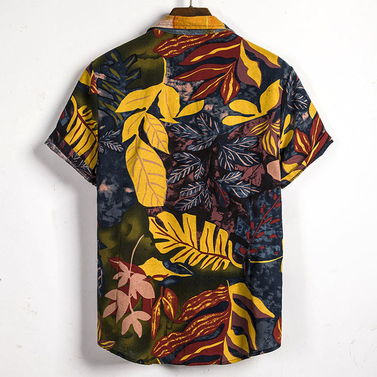 Vacation Fashion Shirts  Hawaiian Graphic Plants Tribal Printing Streetwear Short Sleeves Shirt for men