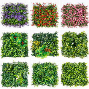 Wholesale large grass panel artificial flower row for home decor wedding artificial silk flower wall panel green wall backdrop